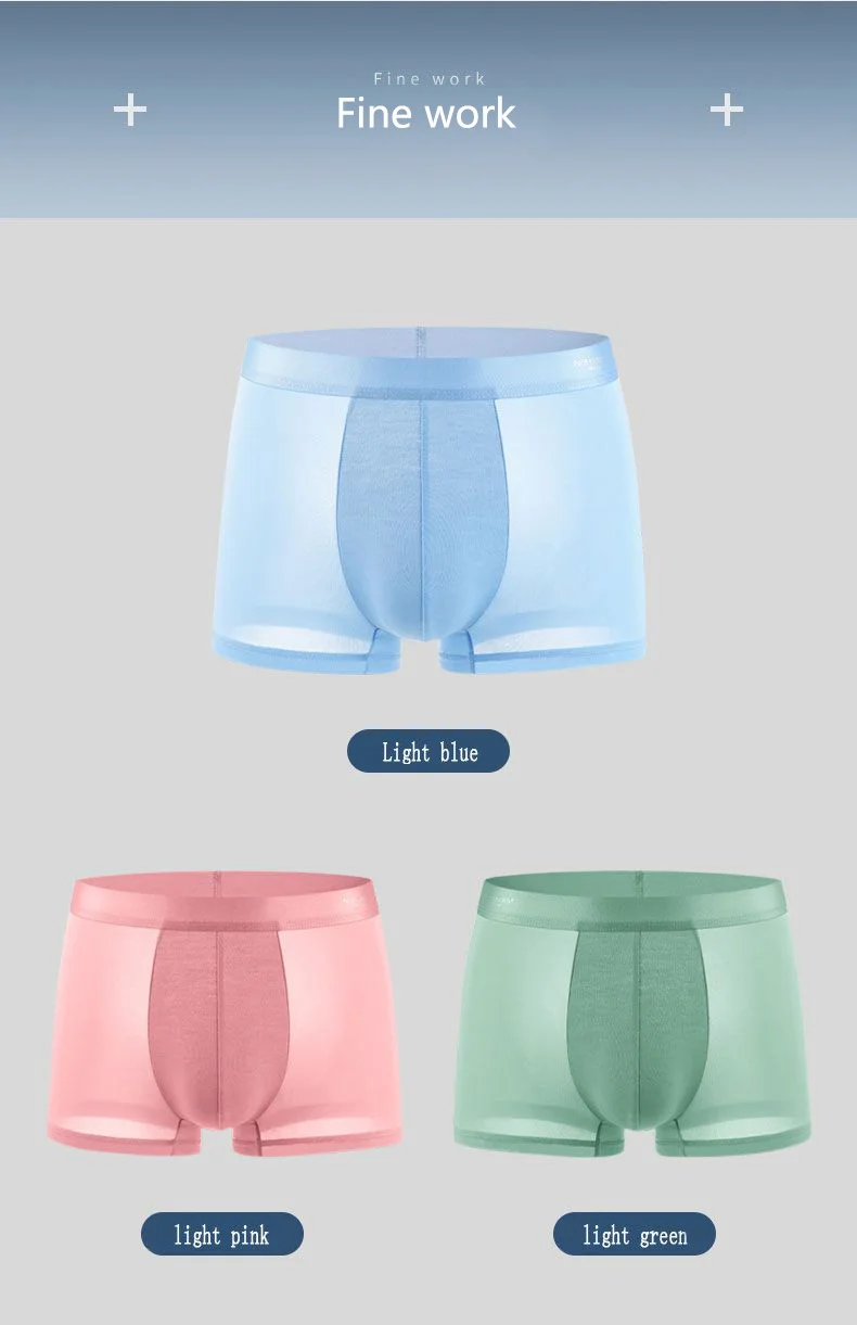 4 stücke Boxershorts männer Eis Seide Unterwäsche Coole Unterhose Atmungsaktive Sexy Dünne Höschen U Konvexen Dessous Großhandel Viele L-6XL – Detail 15