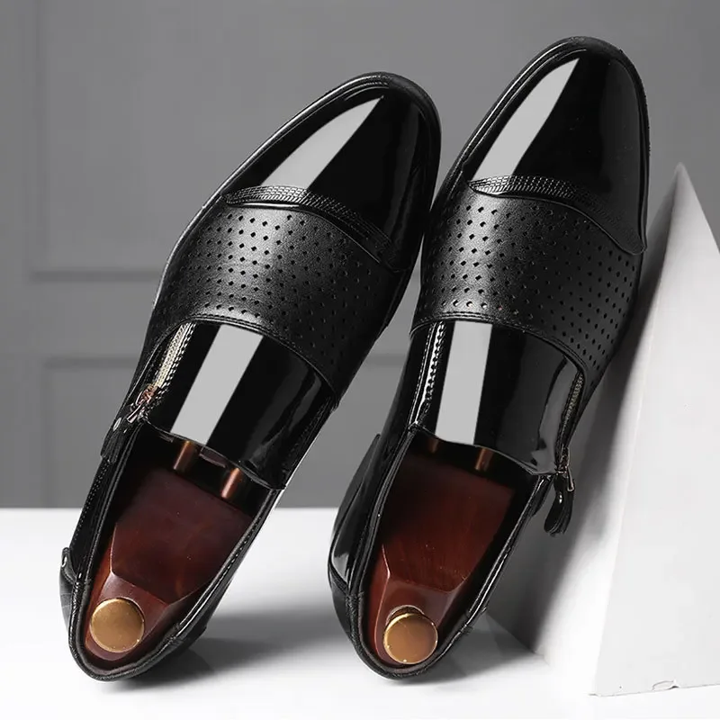 Italian Black Formal Shoes Versatile Men Loafers Wedding Dress Patent Leather Men Fashionable Casual Leather Shoes