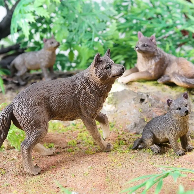 Set of 4Pcs Wolf Figures Toy Realistic Jungle Animal Figurines for Educational X3UC