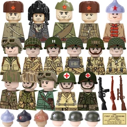 WW2 militare esercito degli stati uniti figure sovietica soldati MOC Building Blocks Medic Sniper Rifle Bunijon Hat caschi giocattolo per bambini regalo B145