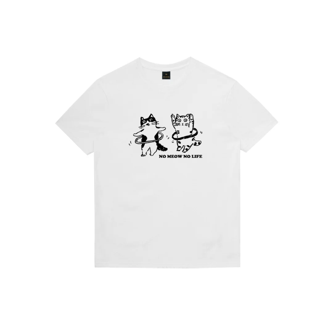 Футболка с графическим принтом кота, летняя модная спортивная мужская футболка из чистого хлопка, детская одежда, футболки Y2k Woman