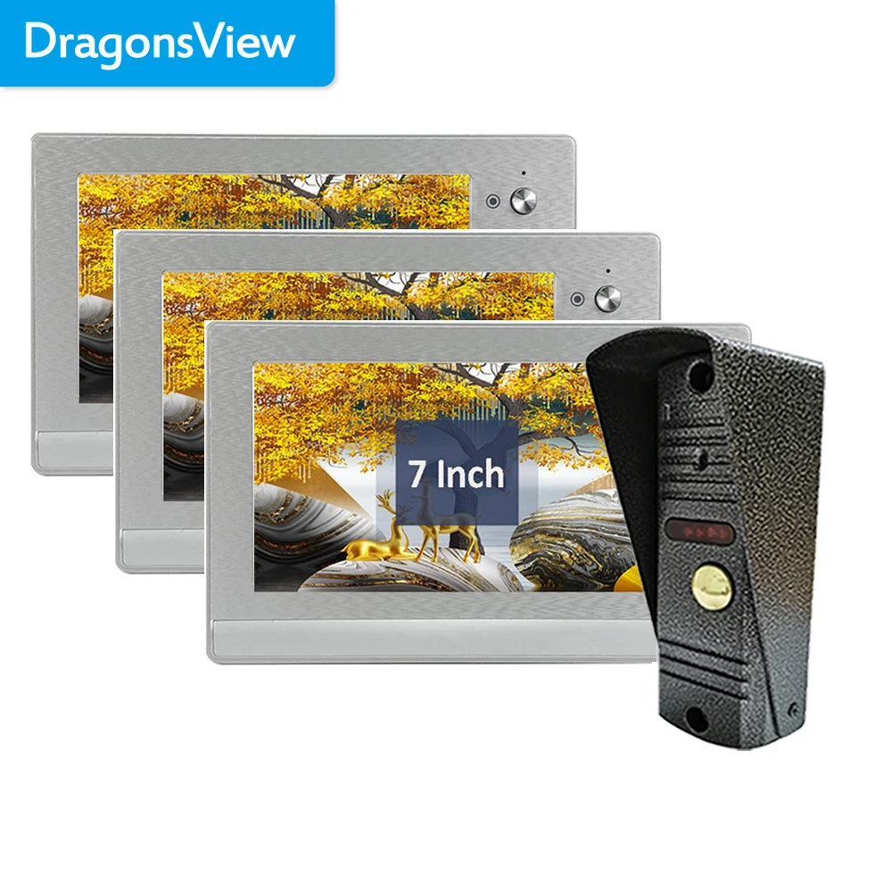 Dragonsview 7 Inch Video Intercom for Home Outdoor Doorbell with Camera Door Phone Unlock Multiple Indoor Monitor HD IR Night