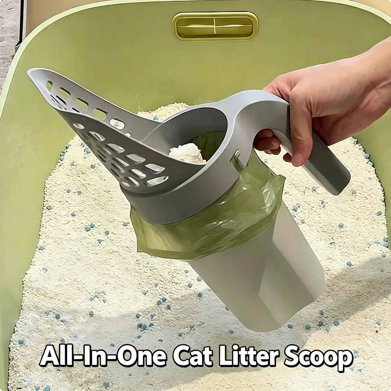 All‑In‑One Cat Litter Bin With Disposable Garbage Bags Portable Odor Proof Cat Waste Storage Container No‑Touch Dirty‑Free Cat L