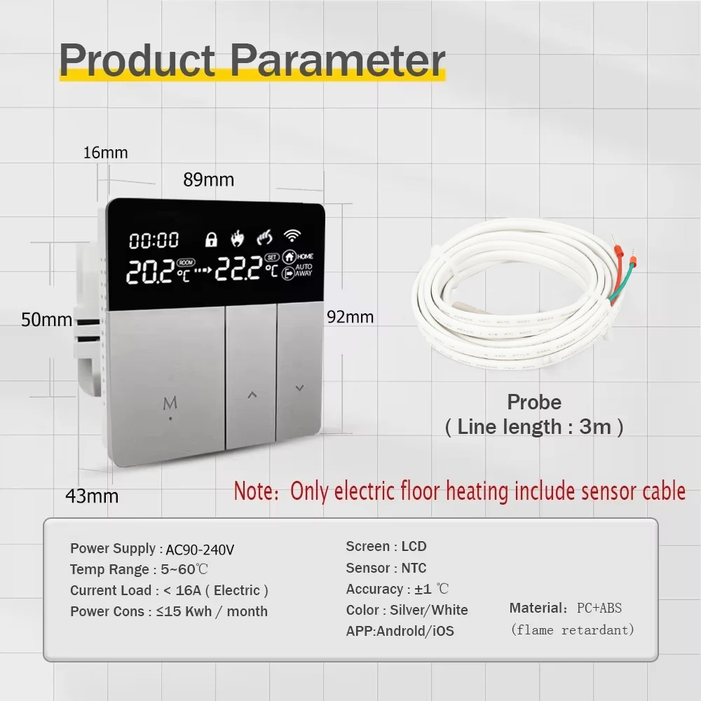 Termostato inteligente Tuya WiFi, calefacción de suelo eléctrica TRV, caldera de Gas y agua, control remoto por voz y temperatura para Google Home Alexa