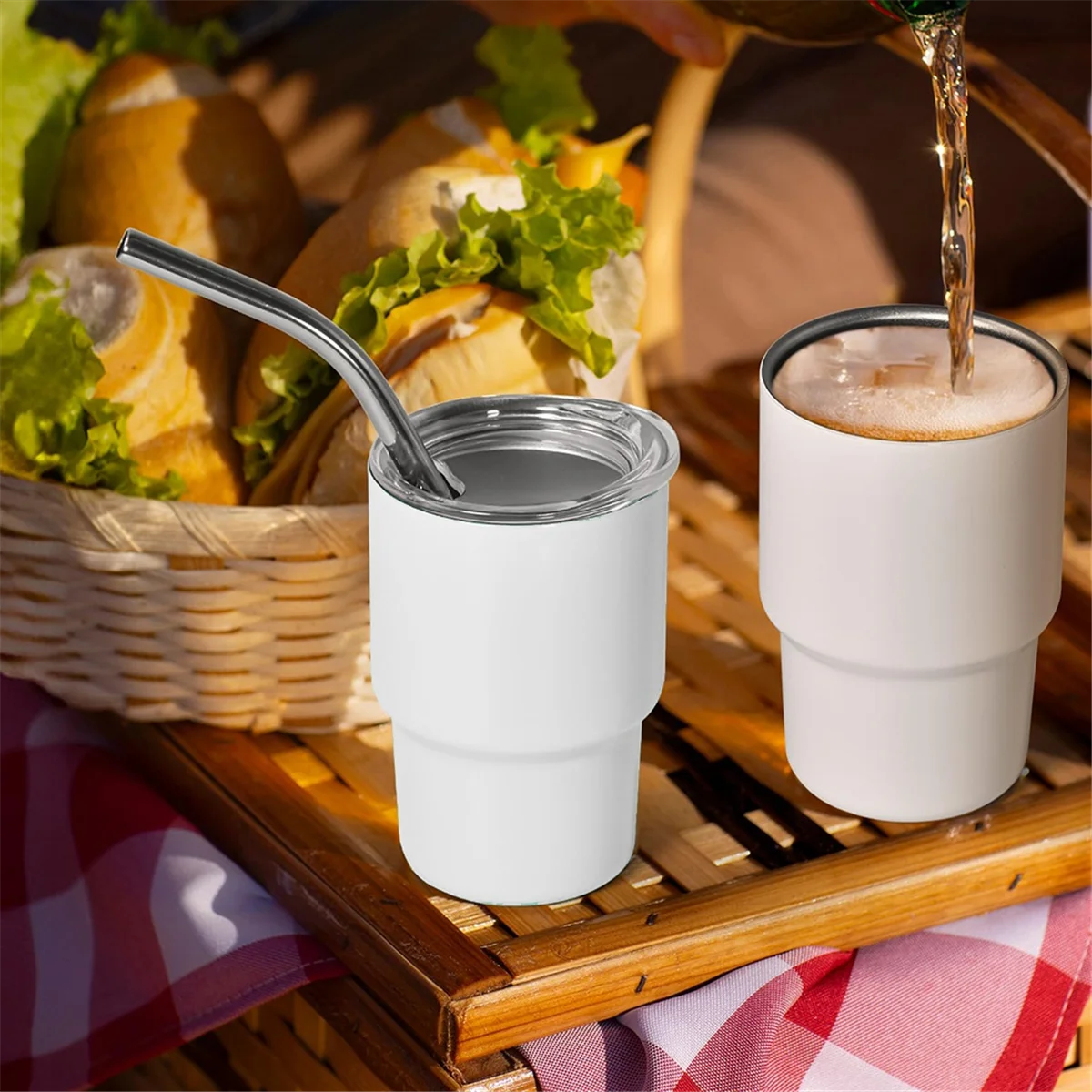 6PCS Mini 3oz Tumbler Shot Glass with Straw and Lids , Sublimation Double Layer Shot Glasses Set for Drinks, Coffee image 3