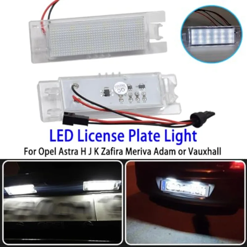 2Pcs LED Number License Plate Light Lamps For Opel Astra K J H Corsa D E C Meriva A B Vectra C Zafira B Insignia Adam or Vauxhal
