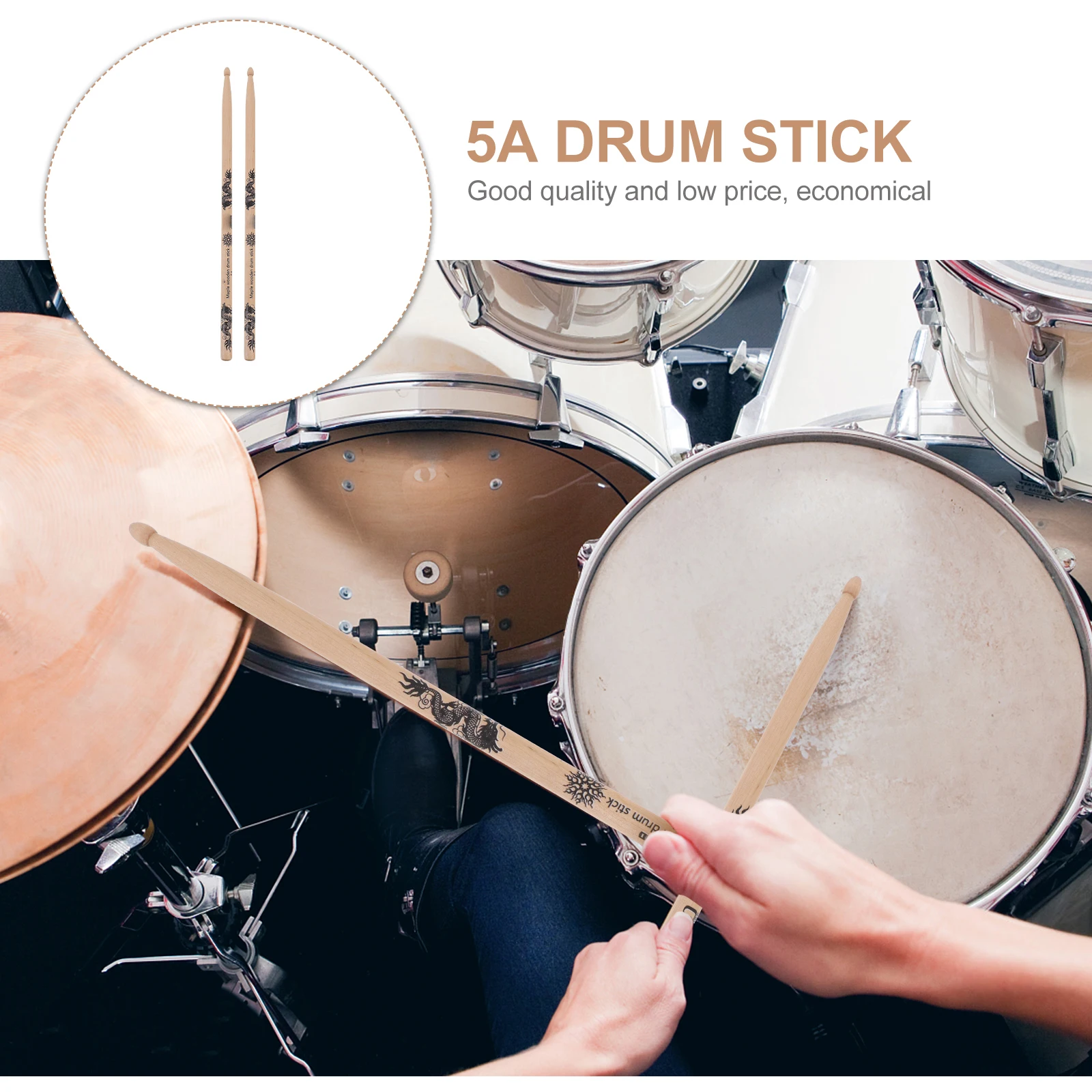 

Wooden Drumsticks Percussion Instrument Sticks Smooth Round Body Comfortable Grip Suitable Drums Snare Jazz Accessories