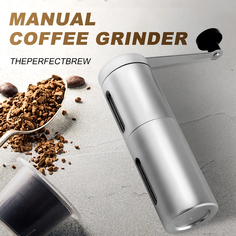 A01V-調整可能な設定付き手動コーヒーグラインダー - 円錐形バリミル & ブラッシュステンレススチール - Aerop 用バリコーヒーグラインダー