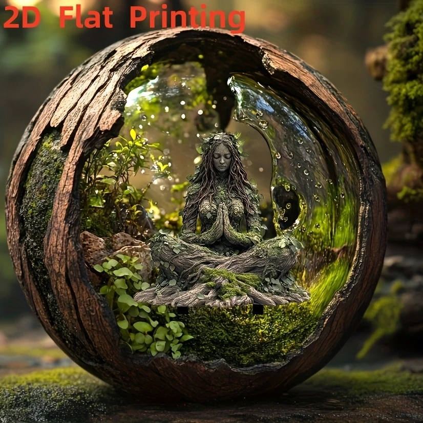 1 pieza 2D acrílico bonsái enchufe de tierra mujeres verdes bosque árbol elfo forma exterior decorativo Patio césped cubierta macetero y paisaje