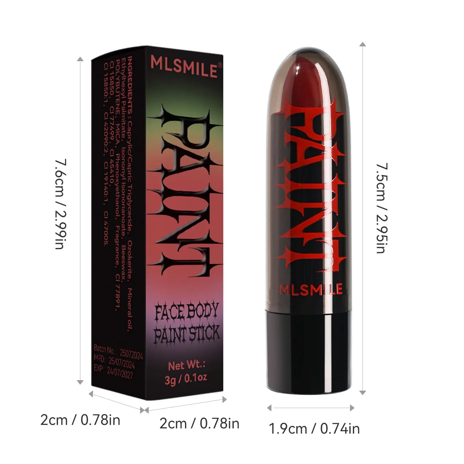 ฮาโลวีนลิปสติกเนื้อด้านสีดำเข้มแวมไพร์สีเขียวมะกอกสร้างสรรค์แต่งหน้าฮาโลวีนภาพวาดร่างกายใบหน้า