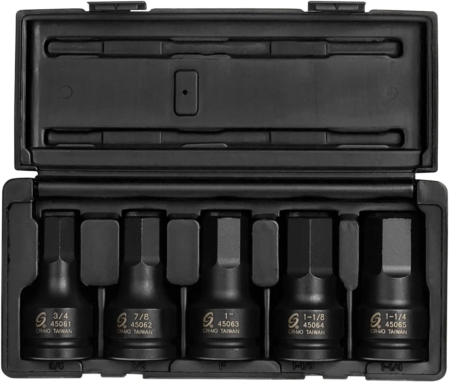 

3/4" Drive Impact Hex Driver Set, 5-Piece SAE, 3/4"-1-1/4", Cr-Mo Steel, Heavy Duty Case