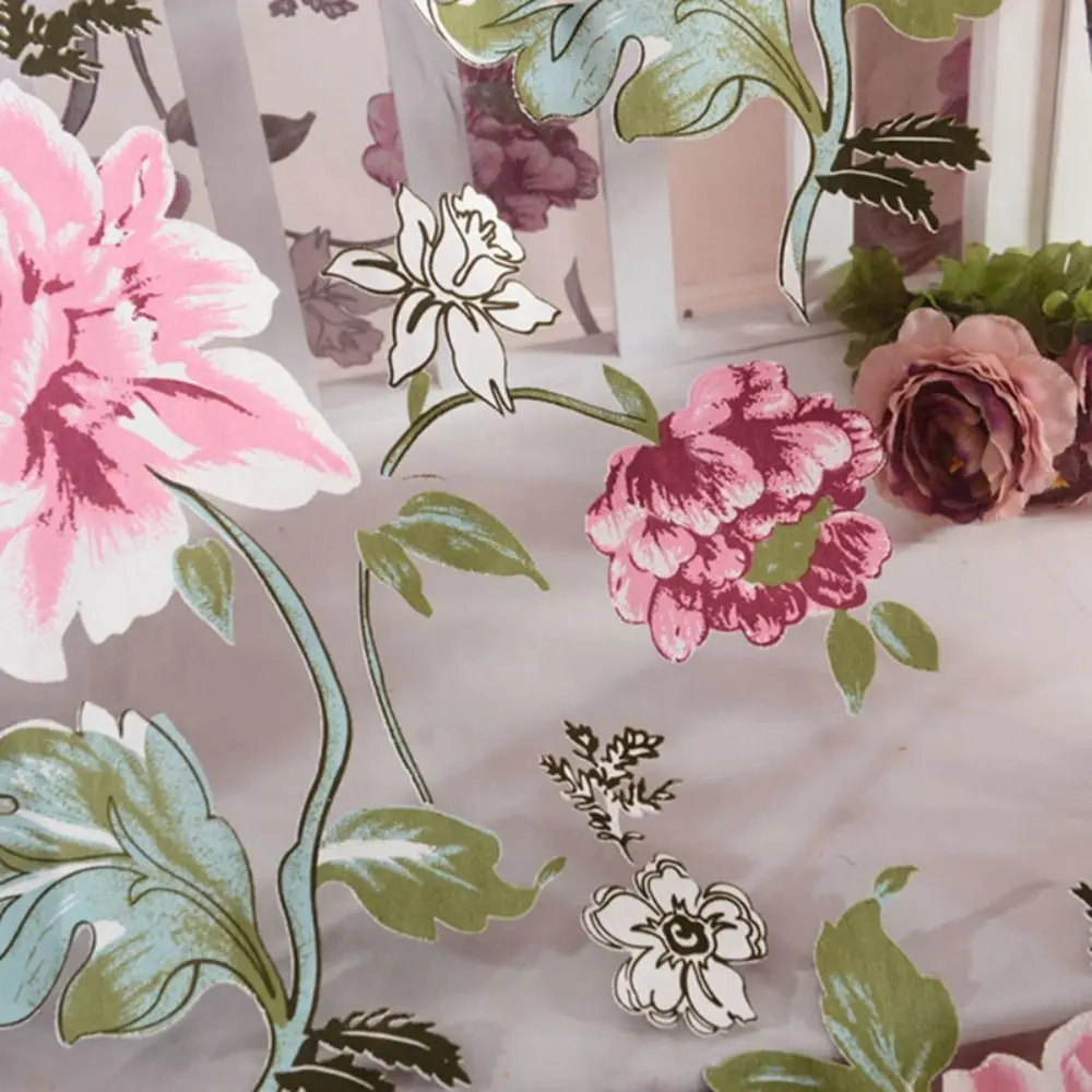 High-end Sheer Tulle Window Curtains Floral Polyester Shade Window Drape Hotel Supplies Peony Voile Curtain Living Room