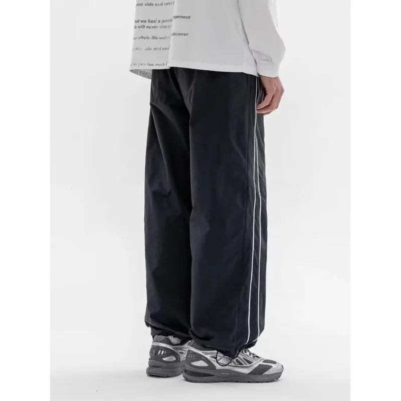 QWEEK Oversized Striped Cargo Pants America Style High Street Wide Leg Hip Hop Trousers Casual Sports Streetwear Pantalones