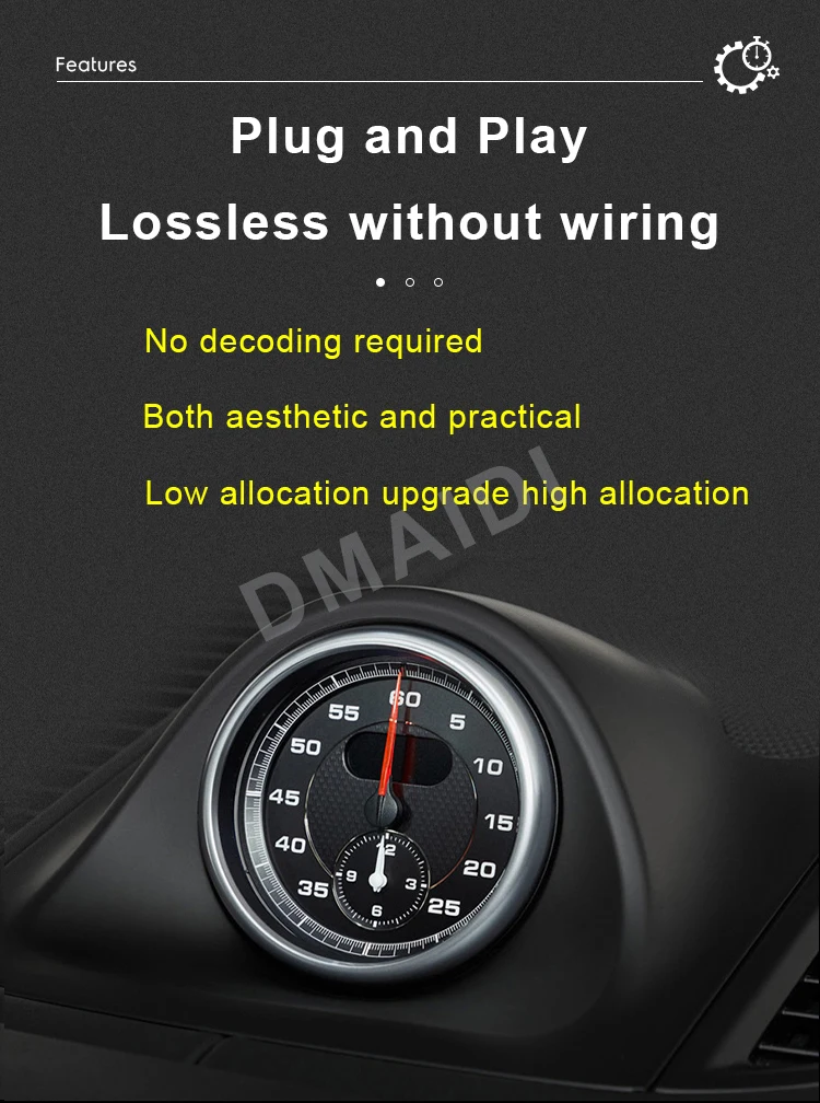 Car Stopwatch Compass Cover For Porsche Taycan 2020 2021 Interior Center Dashboard Clock Compass Modification Accessories