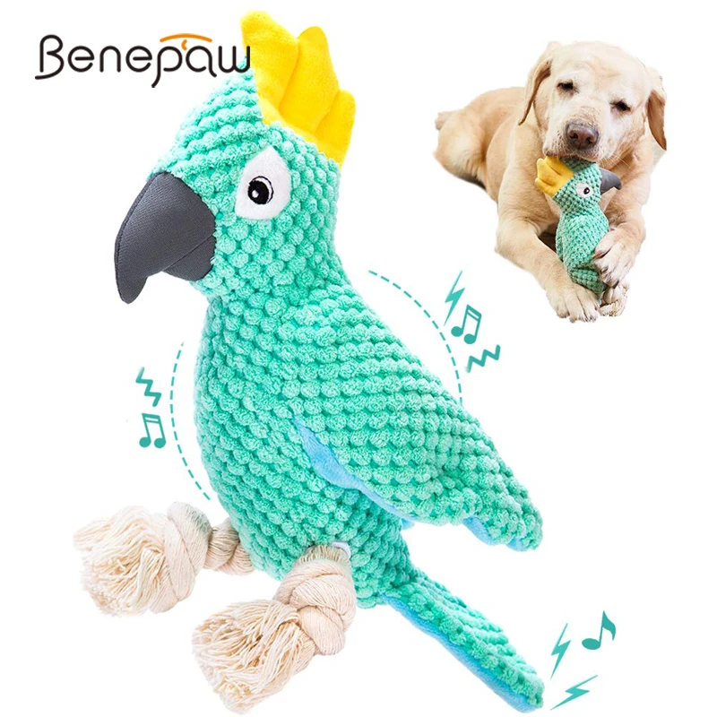 Benepaw Durable Dog Toys Stuffed Crinkle Squeaky Plush Pet Toys Interactive Tug Of War Puppy Play For Small Medium Large Breed