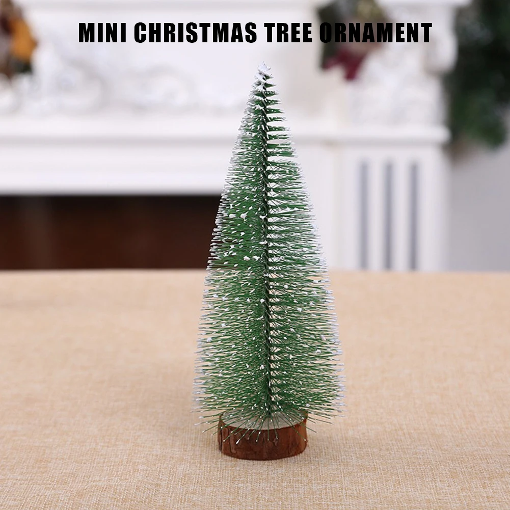 Mini Christmas Tree with Wooden Base White Cedar Christmas Tree Reusable Bottle Brush Trees for Xmas Holiday Party Home Tabletop