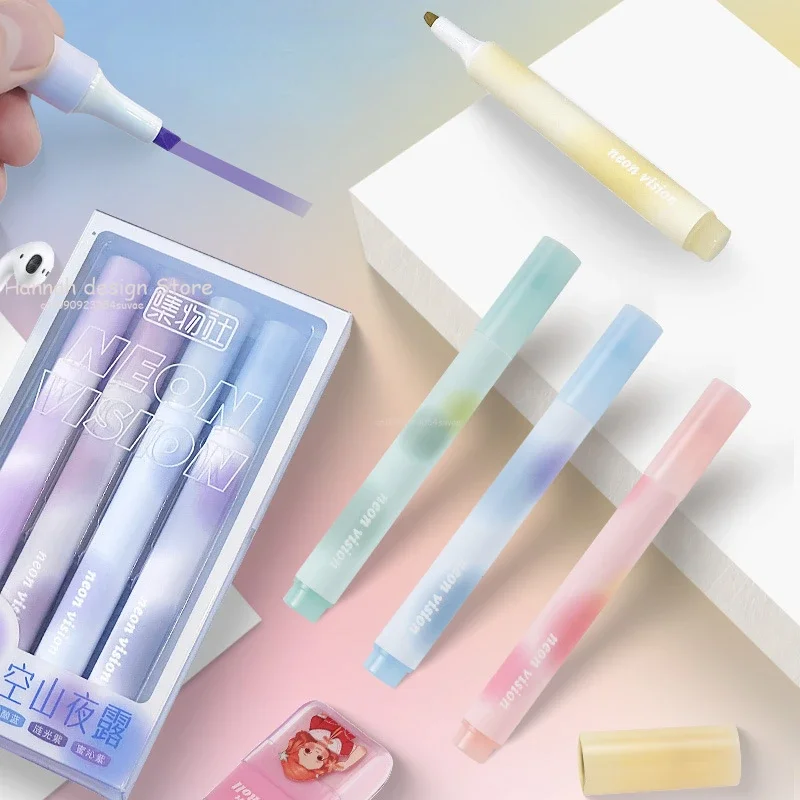 4pcs Simplicity Paint Marker Kawaii Gradient Color Highlighter Marker Pen High Capacity Colorful Scrapbook Pen Student Supplies