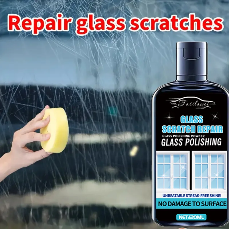 Universal Glass Scratch Polish - Car Windshield Polishing Paste, Cabinet Door and Window Key Scratches Repair Cream, Clear Visio