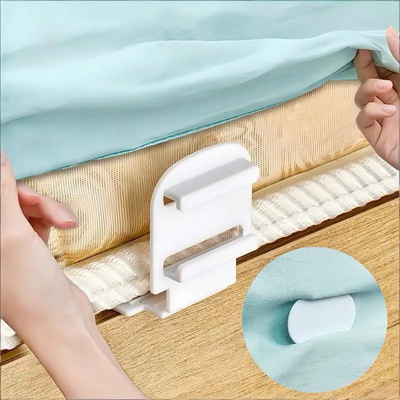 4pcs Plastic Bed Sheet Fastener Clips With Non Slip Grip And No Drill Design Perfect For Home Bedroom Bedding Fixing