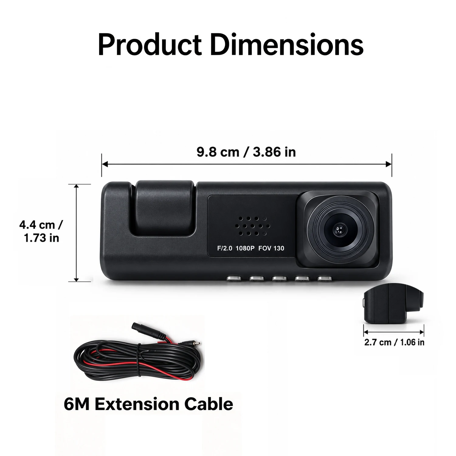 3 Channel Dash Cam Front Rear Inside, 1080P Triple Lens Car Camera, APP Live View Playback, Loop Recording, G-Sensor, 2