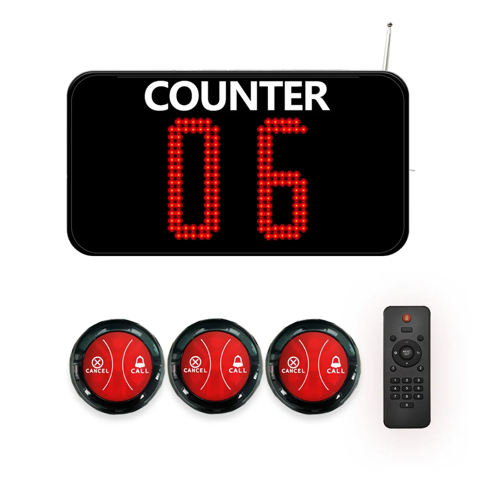 Ex-factory counter display with call button set simple waiting queue number calling system