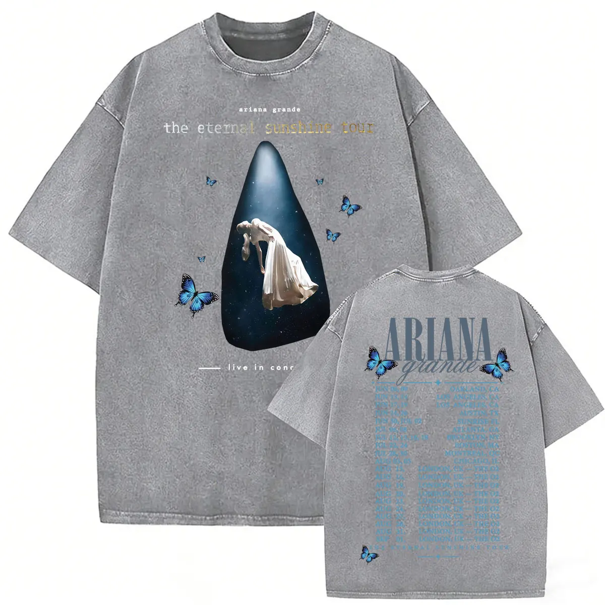 Vintage Washed Ariana Grande Eternal Sunshine Album Cover T-Shirts für Männer und Frauen Harajuku Klassisches T-Shirt Baumwolle Bequemes Casual T-Shirt – Detail 3