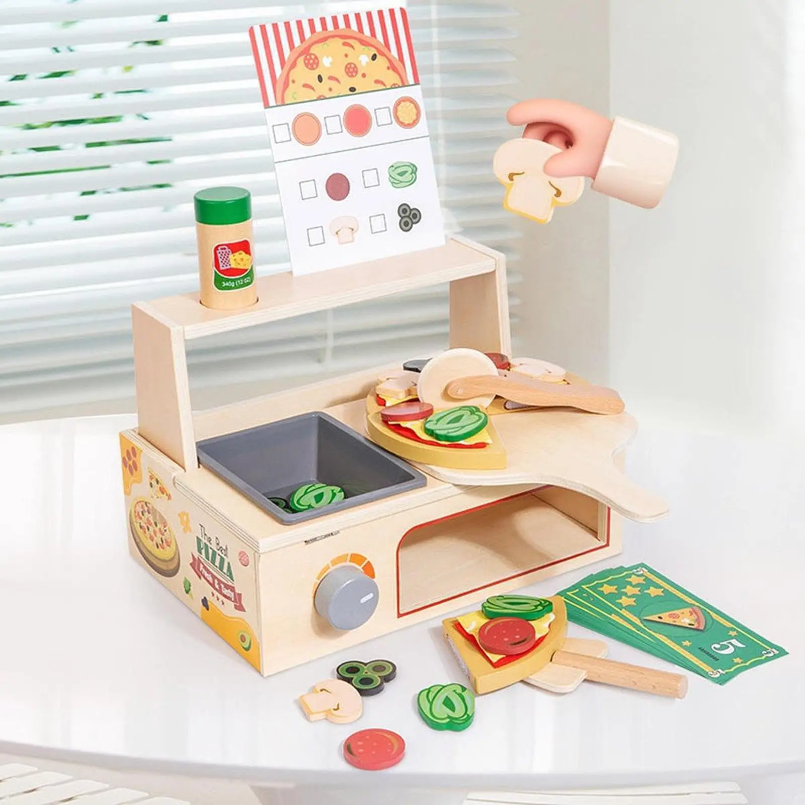 Jouet de Pizza en bois, jouets de simulation pour fêtes de vacances, jeux Parent-enfant