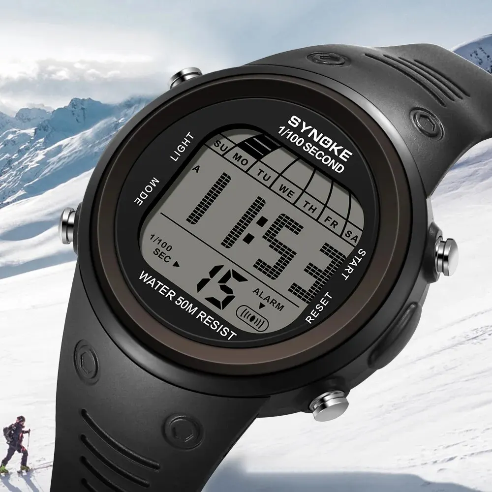 SYNOKE Outdoor Military Digital Watch For Men Fashion Retro Men Watch Sports Waterproof Men Watch Multifunctional Luminous