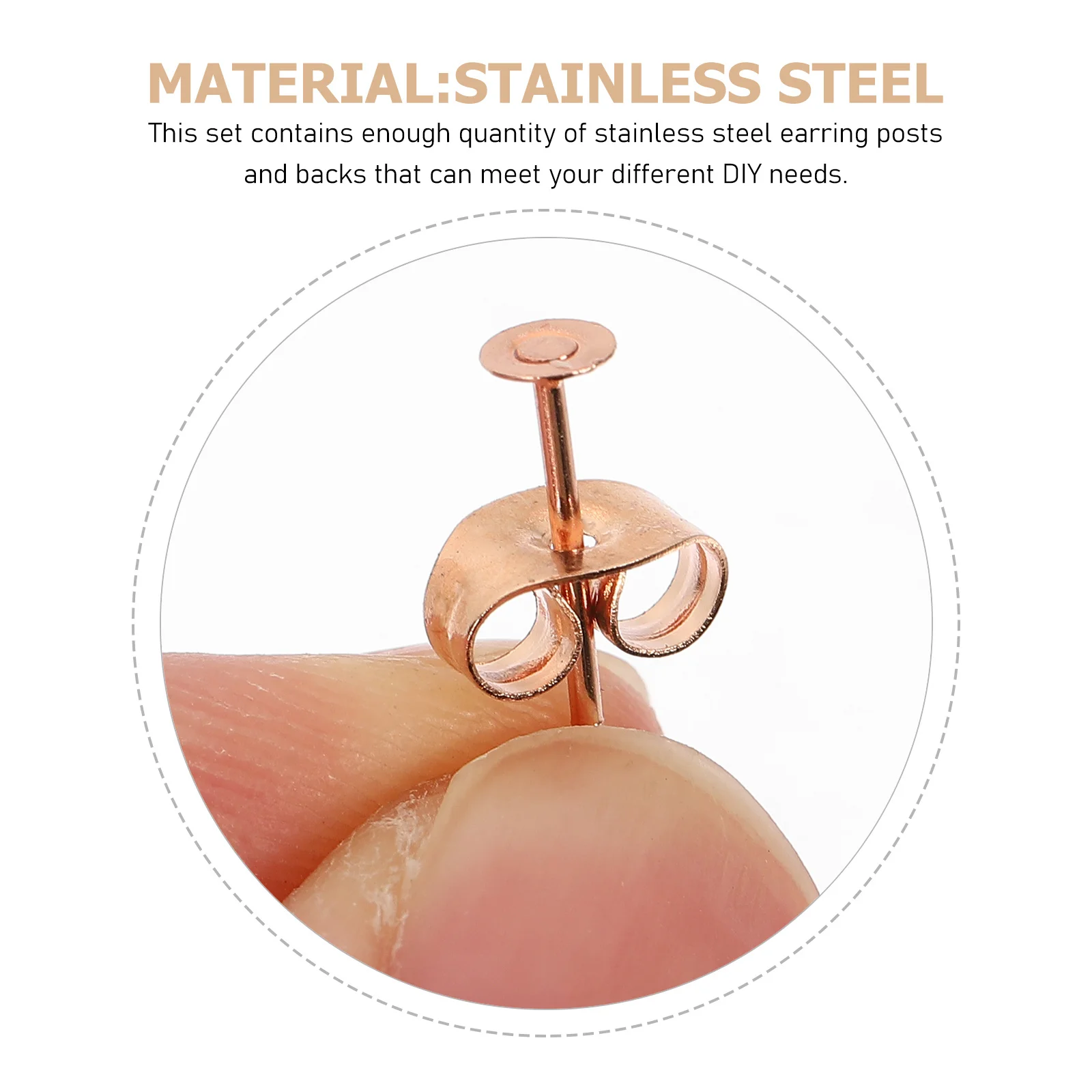 

Earring Backs Accessories Studs Earing Posts Acupuncture Jewelry Making Findings Rose Gold Stainless Steel Crafts for Earrings