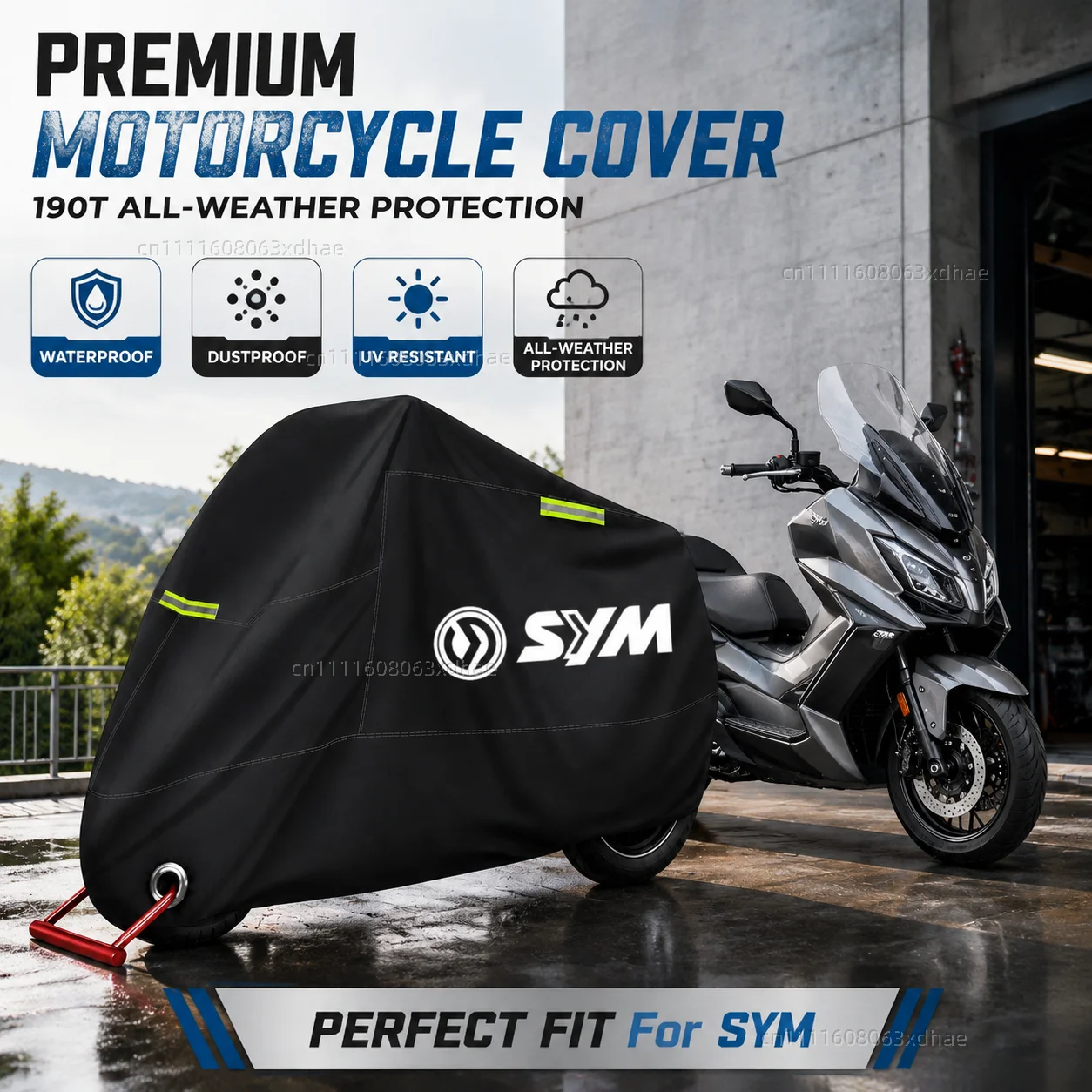 Outdoor Motorcycle Cover Waterproof Full Protection 190T Oxford Cloth For For SYM JP150 GR125 fiddle 3 FNX150 maxsym 400i 600i