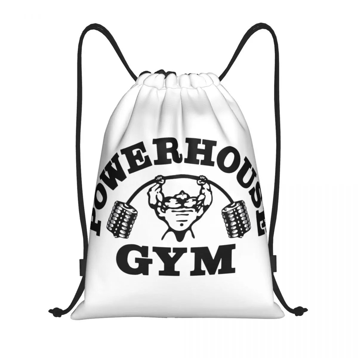 Powerhouse Gym Drawstring Backpack Women Men Gym Sport Sackpack Foldable Fitness Building Muscle Training Bag Sack