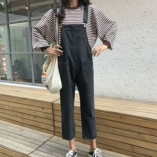 Elegant Jumpsuits Women Women'S Plus Size Overalls Denim Preppy Chic Summer College Comfy Drape Garment Vertical Mori Orangepink