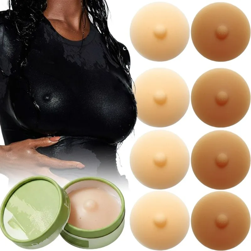 Image of Realistische Nippelabdeckungen für Frauen, Silikon 3D Wiederverwendbare Brustpads, Unsichtbare Selbstklebende Nippelabdeckung, Rückenfreie Trägerlose Brustpolster