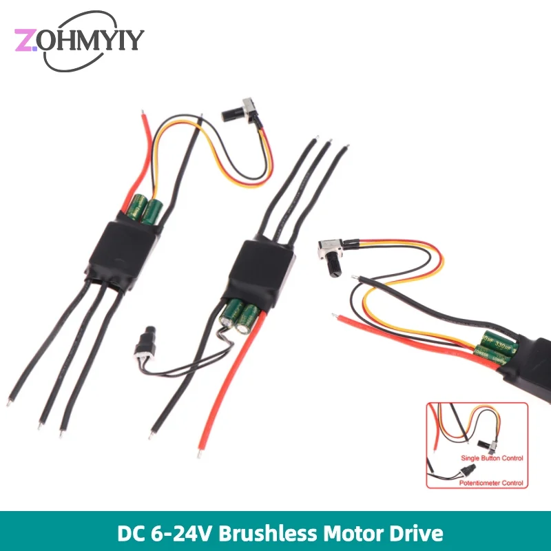 DC 6-24V Brushless Motor Driver 3-phase Brushless DC Drive BLDC Controller Hallless DC Motor Drive Board Speed Controller Module