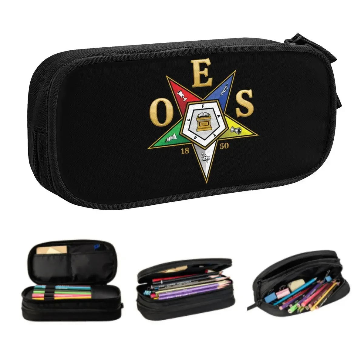 Custom Kawaii OES Emblem Order Of The Eastern Star Pencil Case for Boy Girl Large Storage Pencil Pouch School Supplies