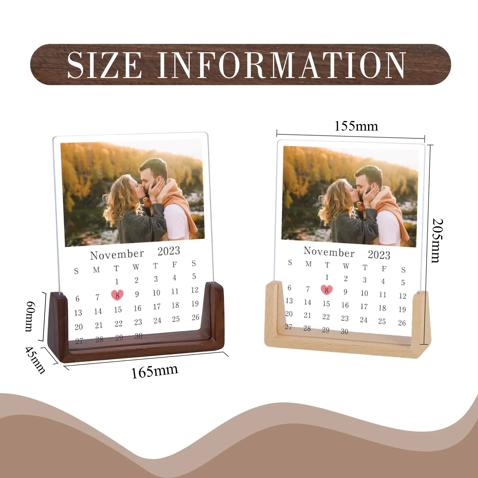 Custom Calendar Couple Photo Frame Wedding Anniversary Gift for Husband Wife Personalized Date Month Memories Desktop Display