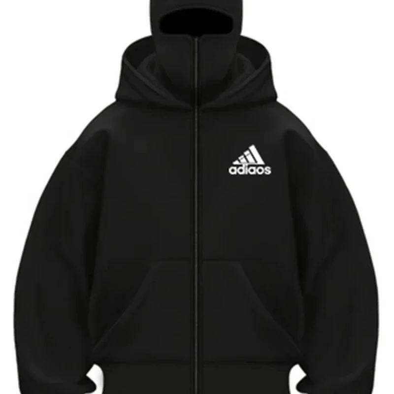 New autumn and winter fashion high-quality double-hat unique design sweatshirt, fleece windproof high street cardigan for men