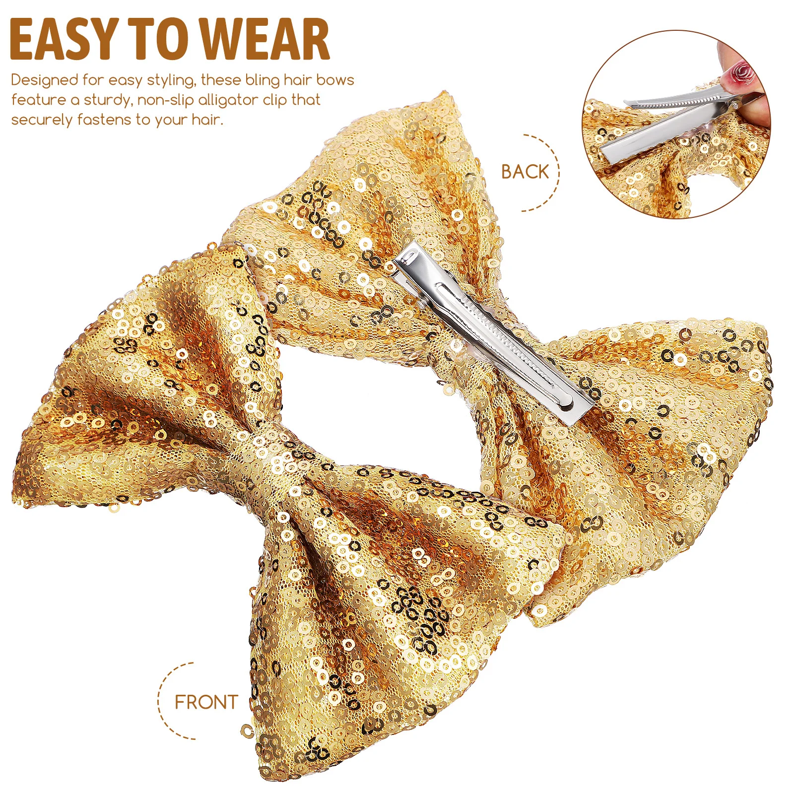 

3Pcs Shimmering Sequin Hair Bows Clips Bling Bowknots Sparkly Barrettes Fashionable Hair Decors for Teens Alligator Clips