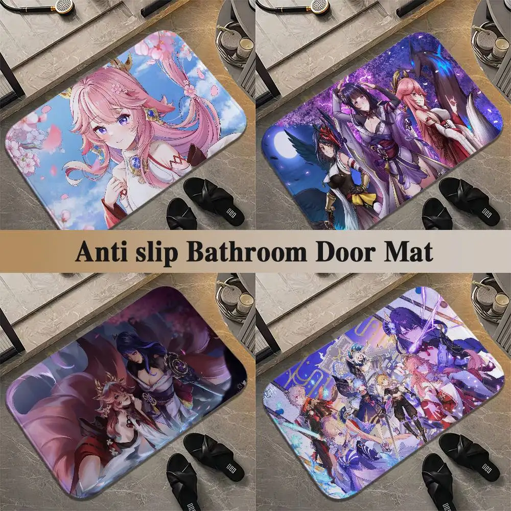 

Yae Miko Floor Mat Printed Large Carpets Room And Bedroom Carpets Bathroom Anti Slip Door MATS Small Carpets