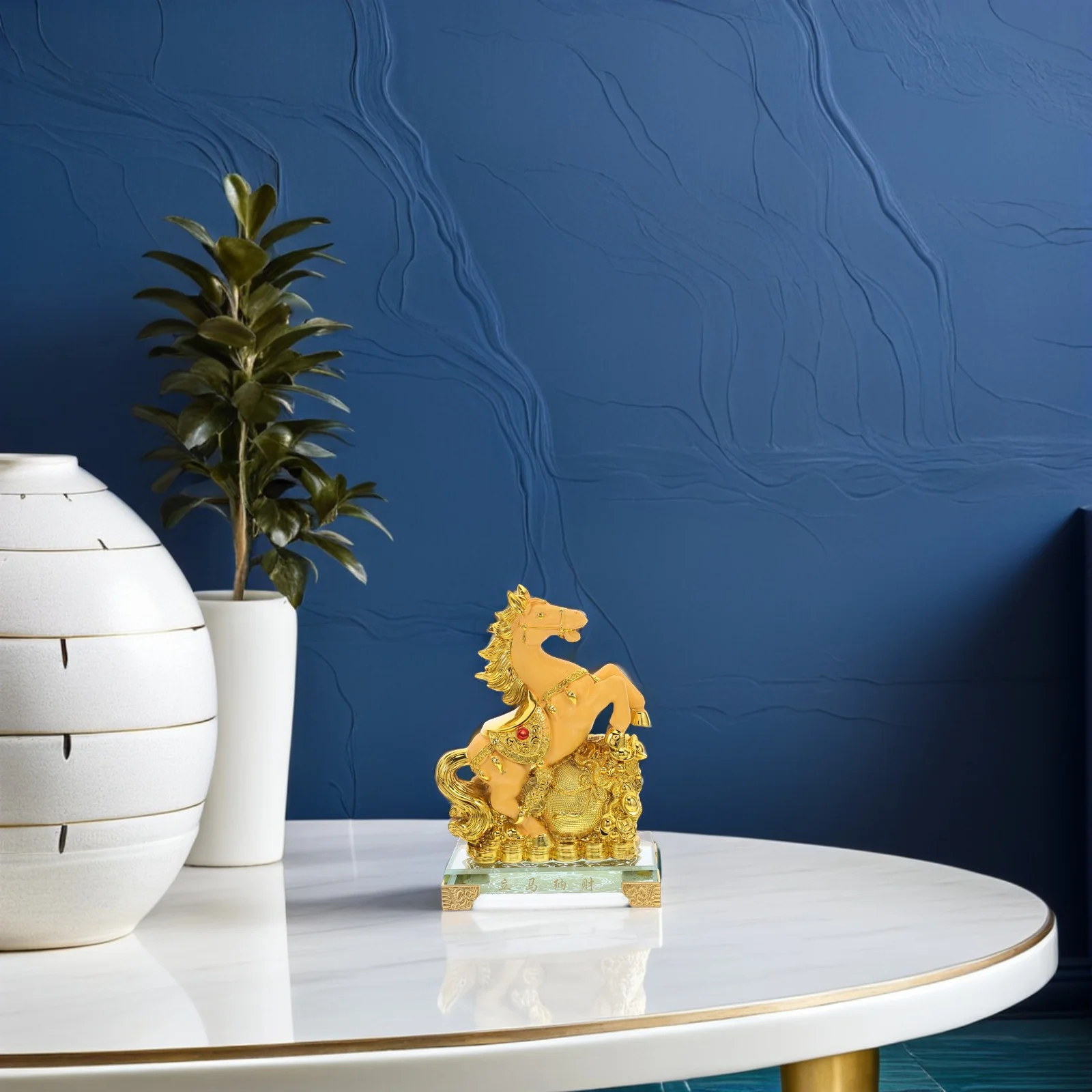 

Year of Horse Feng Shui Statue Sand Gold Oriental Lucky Zodiac Animal Car Dashboard Desktop Ornament 2026