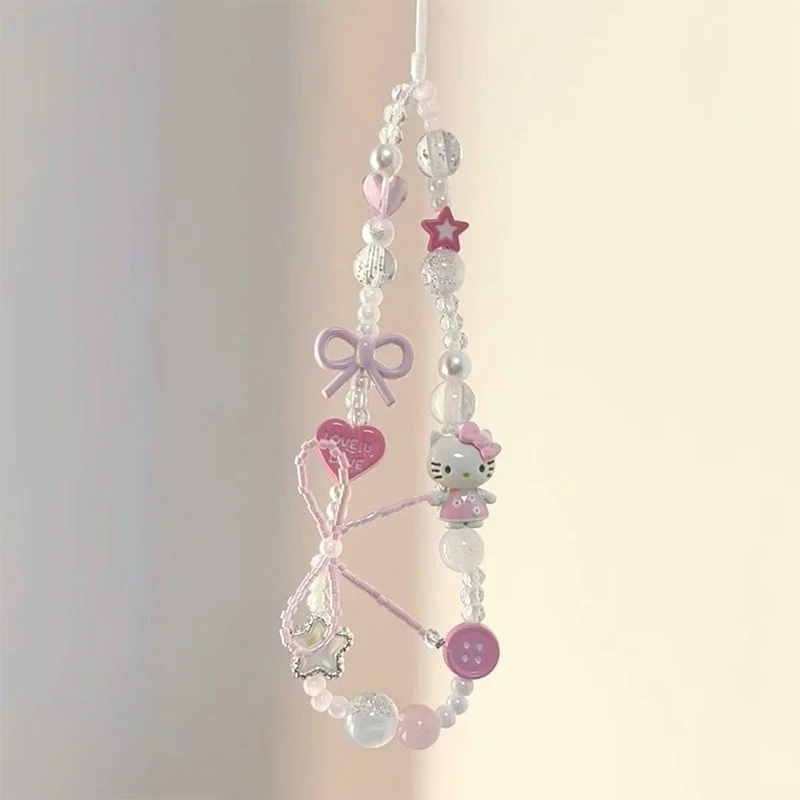 مرحبا كيتي سلسلة الهاتف فتاة حلوة مكافحة خسر شريط للرسغ سوار حقيبة سماعة الاذن حفل زفاف وعيد ميلاد GiftCharm حقيبة #6