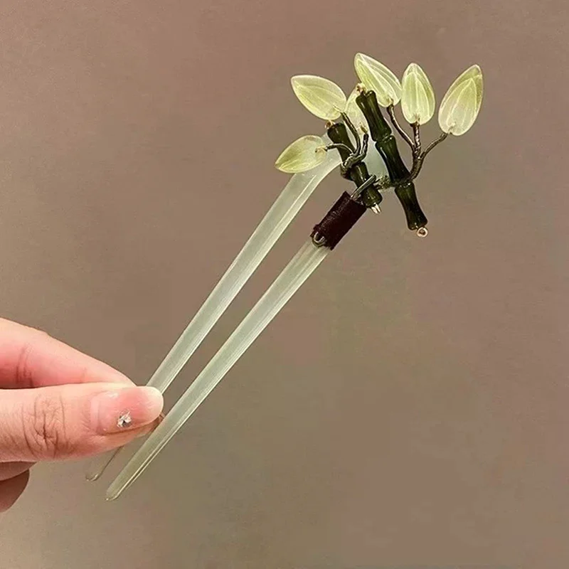 عصا شعر على شكل حرف U تتميز بزهرة الأكريليك ومشابك دبوس الشعر الصينية وإكسسوارات غطاء رأس الزفاف #5