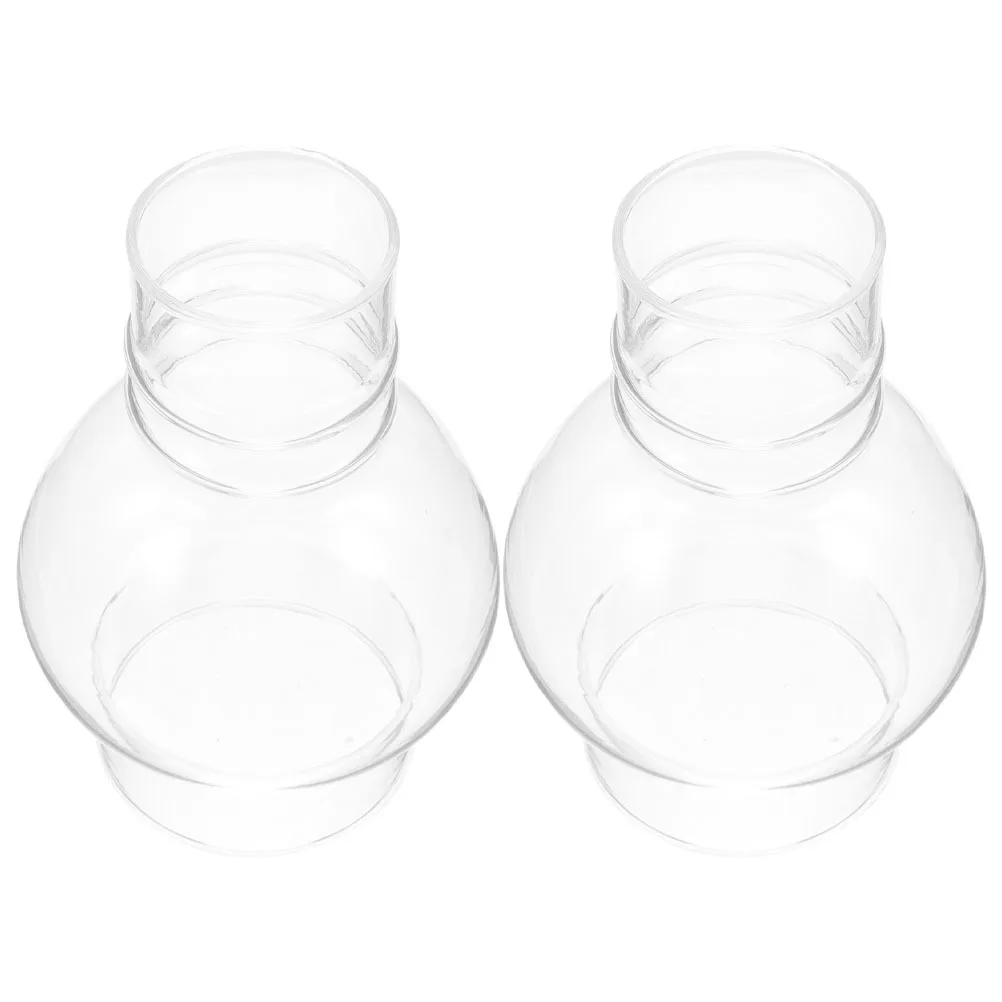 

2Pcs Clear Glass Oil Lamp Shade Vintage Style 6.25 Inch Tall Round Chimney Replacement for Lanterns Windproof