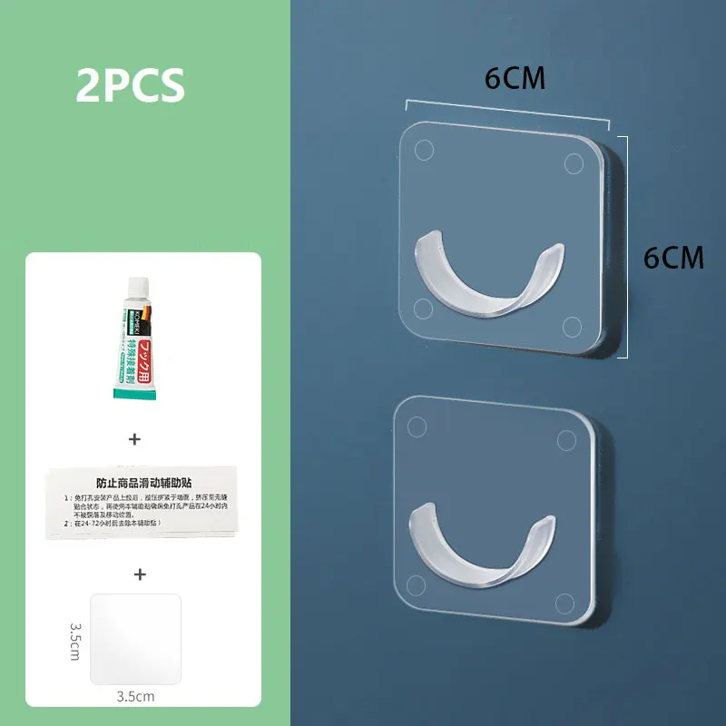 2 pezzi di plastica senza perforazione asta forte armadio asta di supporto telaio asta telescopica gancio asta regolabile trasparente