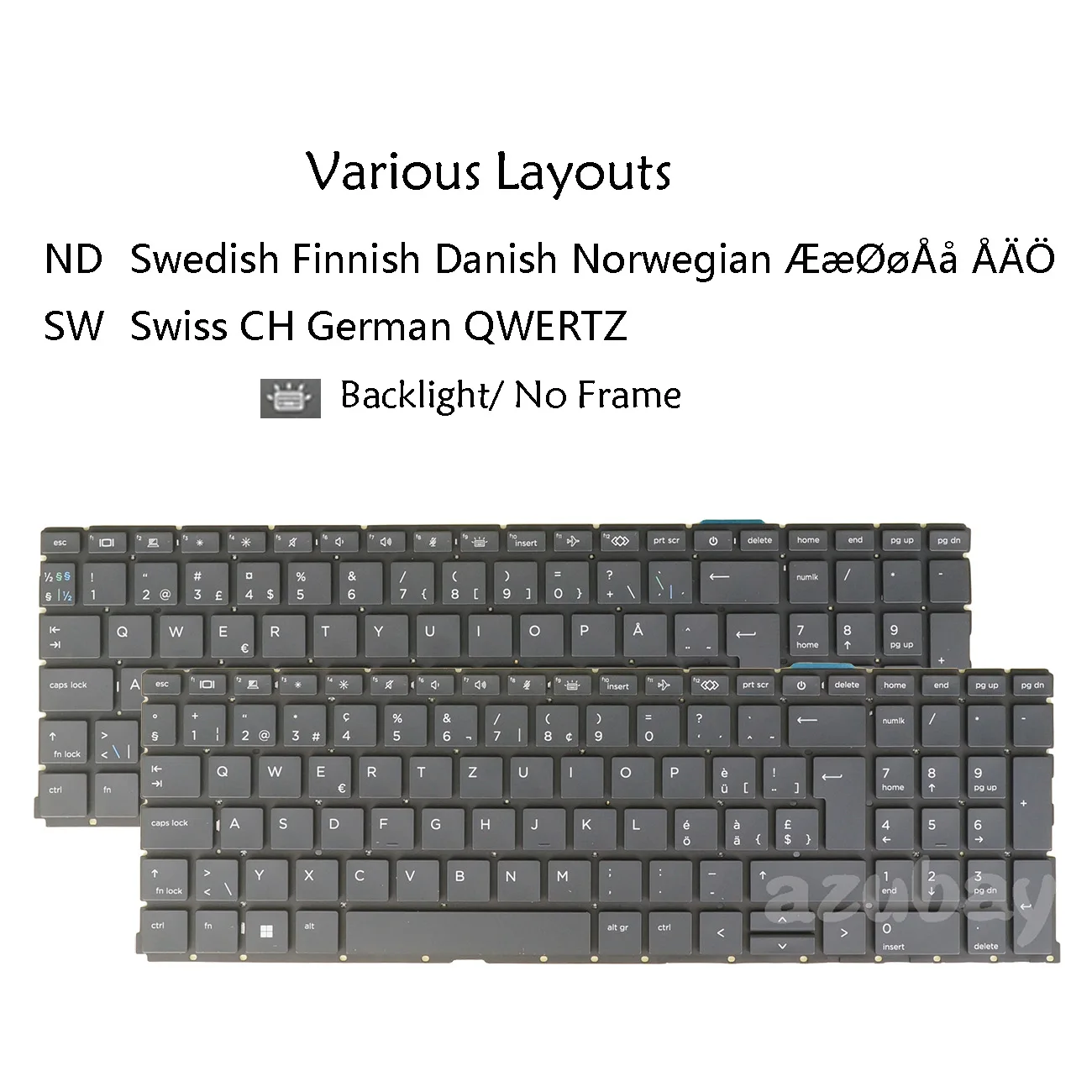 Swiss CH QWERTZ Swedish Finnish Danish Norwegian Laotop Keyboard for HP Eiltebook 650 G9, 655 G9, 650 G10, 655 G10 Backlit