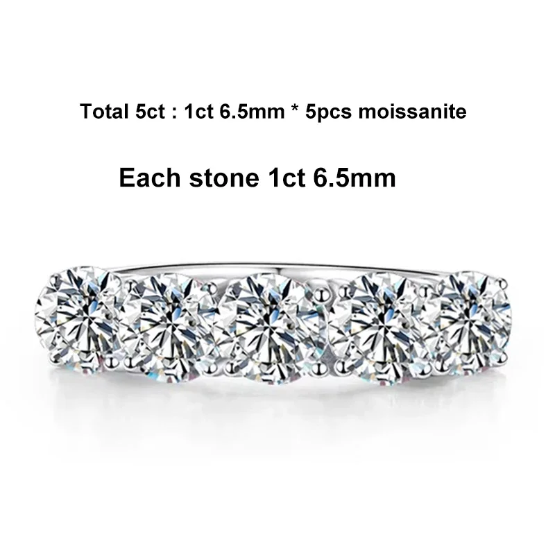 NeeTim 5mm 6,5mm Voll Moissanit Ring für Frauen S925 Sterling Silber Eternity Funkelnden Diamant Band Hochzeit Ringe schmuck GRA