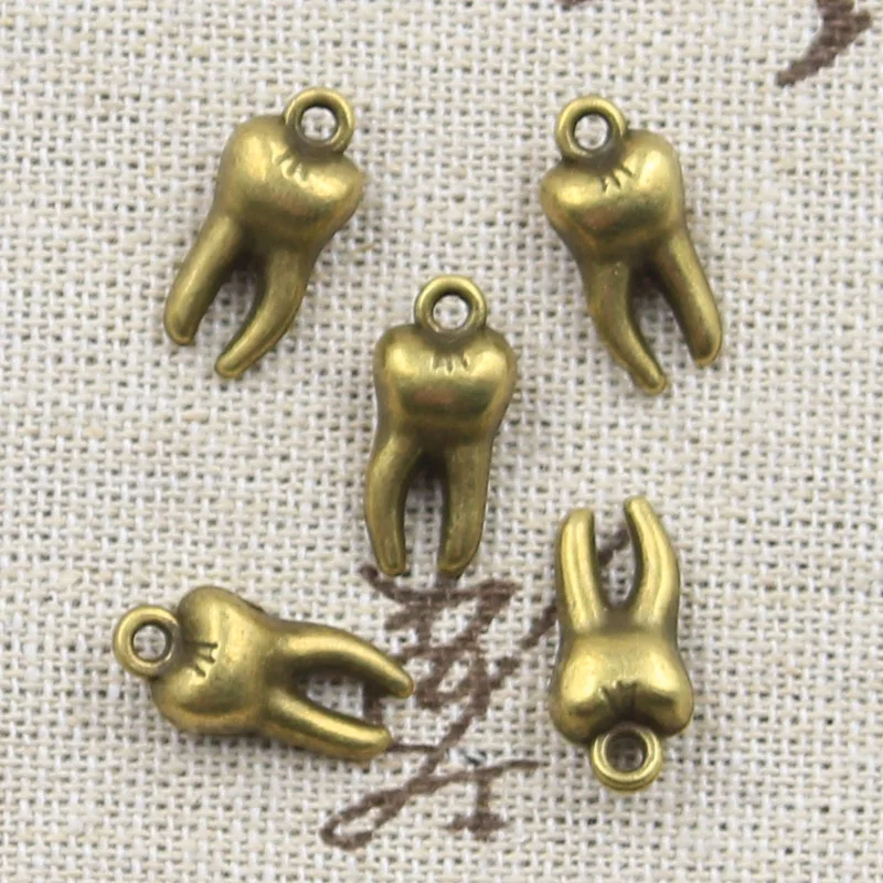 20pcs Charms 3D Zombie Tooth Teeth Molar 16x8x5mm Antique Bronze Silver Color Pendants Making Findings Handmade Tibetan Jewelry view 4