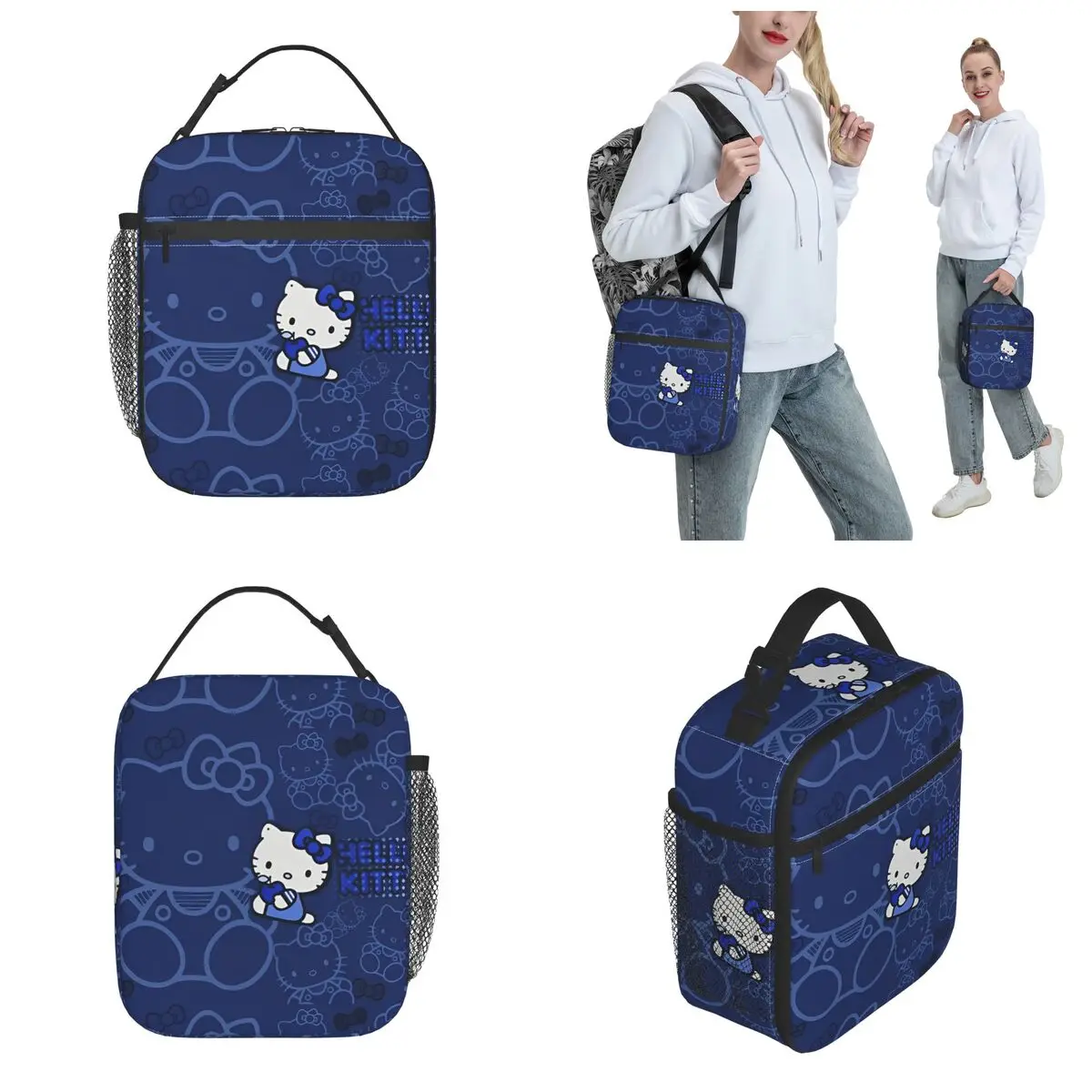 Hello Kitty Cute Cartoon Anime Insulated Lunch Bags contenitore per il pranzo a tenuta stagna borsa termica Tote Lunch Box School Outdoor uomo donna