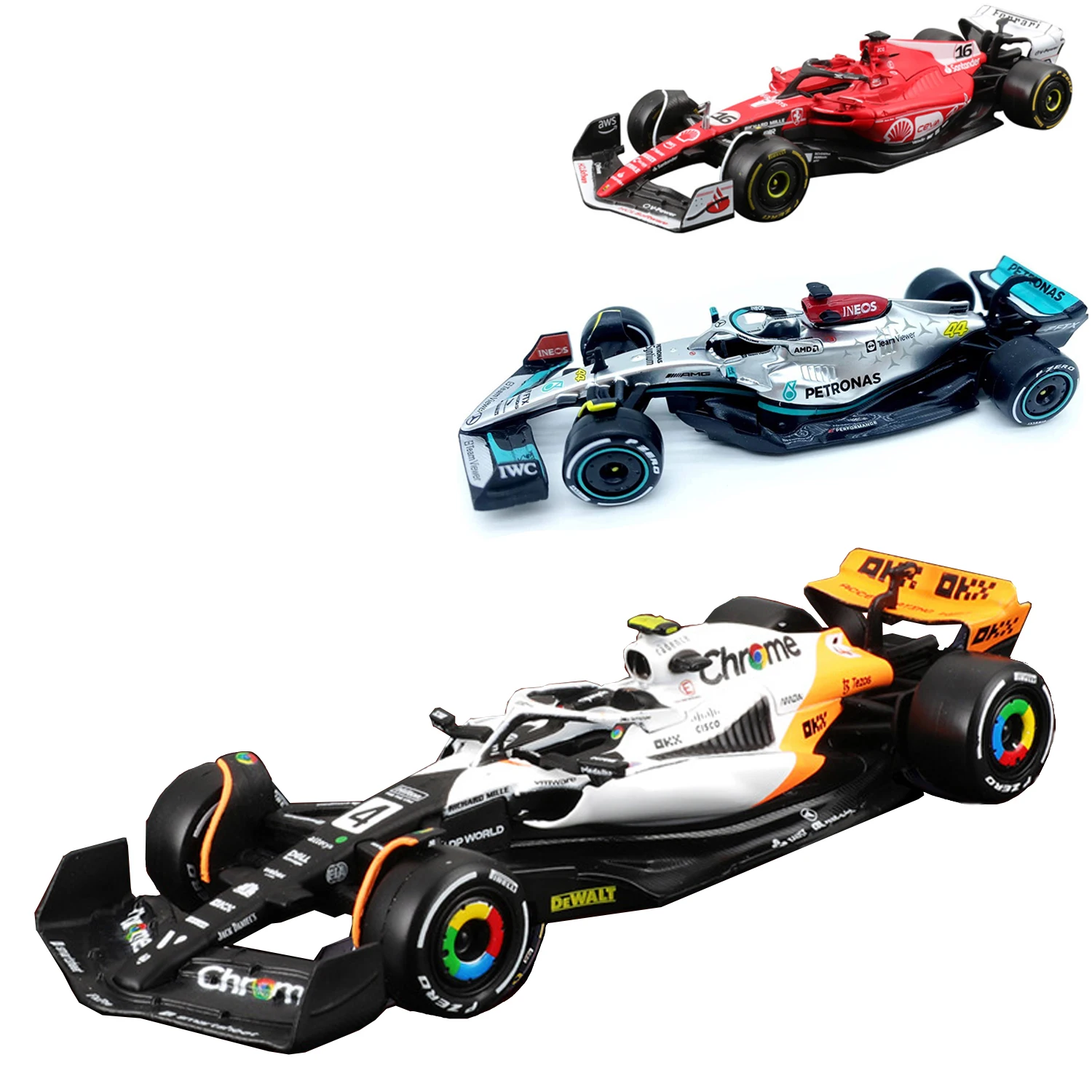 Bburago 1:43 F1 Ferrari Mclaren Red Bull Mercedes-AMG Equipe W13 # 44 Hamilton # 63 carros fundidos em liga metálica modelo brinquedos presentes de Natal