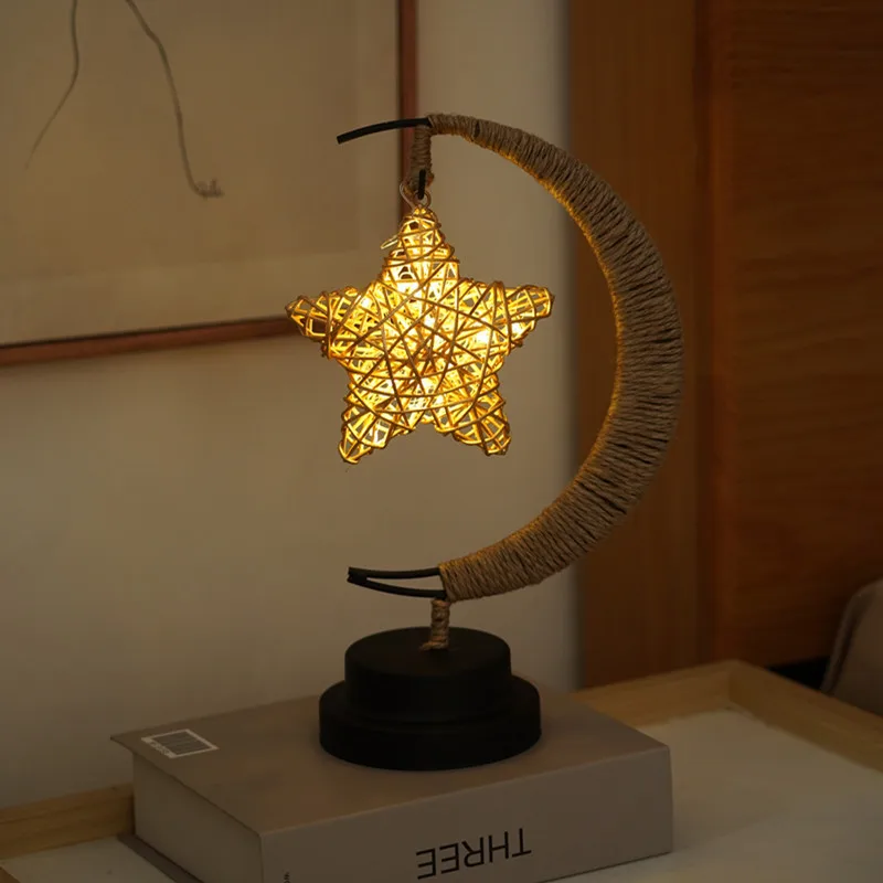 

LED Stars Charging Small Night Light Apple Fruit Multiple Shapes Birthday Lights Hemp Rope Iron Decorative Lights